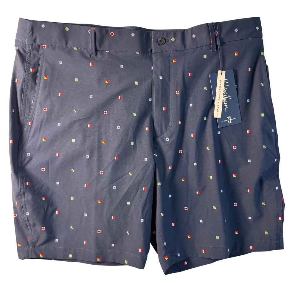 Walter Hagen Mens‎ Performance Golf Shorts Navy Sailing Geo Print Size 40